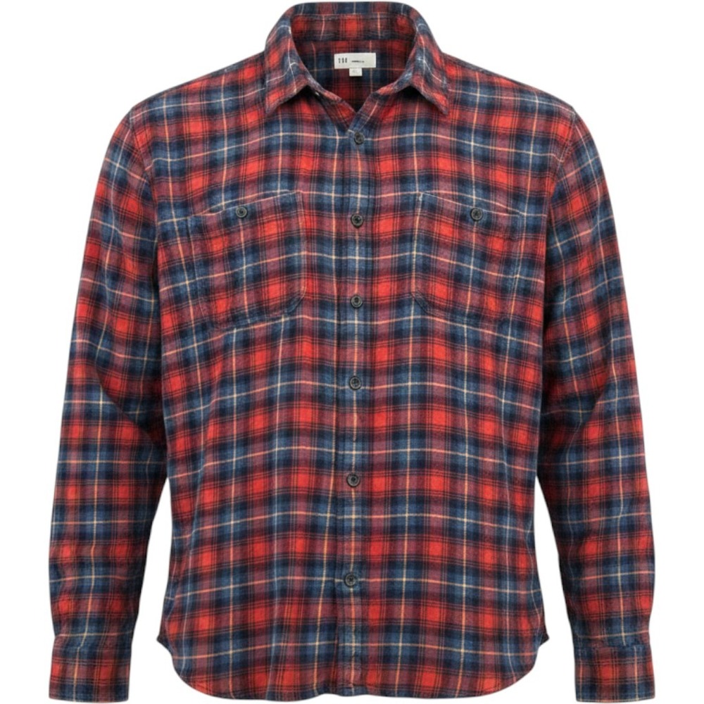 GAP Flannel Shirt Mens XL Red Blue Plaid Midweight Standard Fit Rugged Heritage